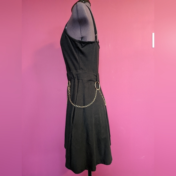 Hot Topic Chain Belt Strappy Skater Dress Black Medium - Picture 9 of 11